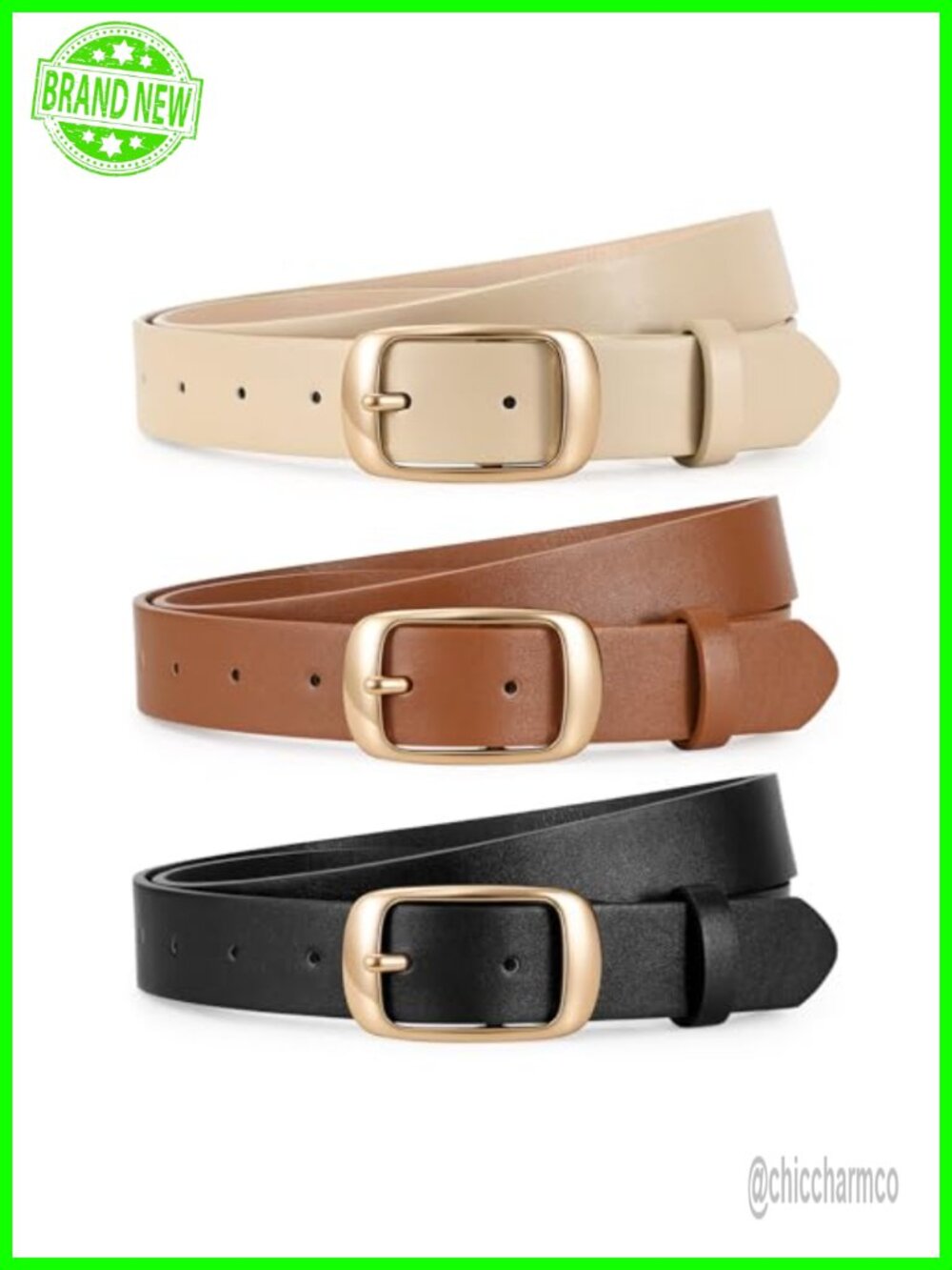Faux Leather Belts Set Adjustable Metal Buckle for Jeans Pants Dresses